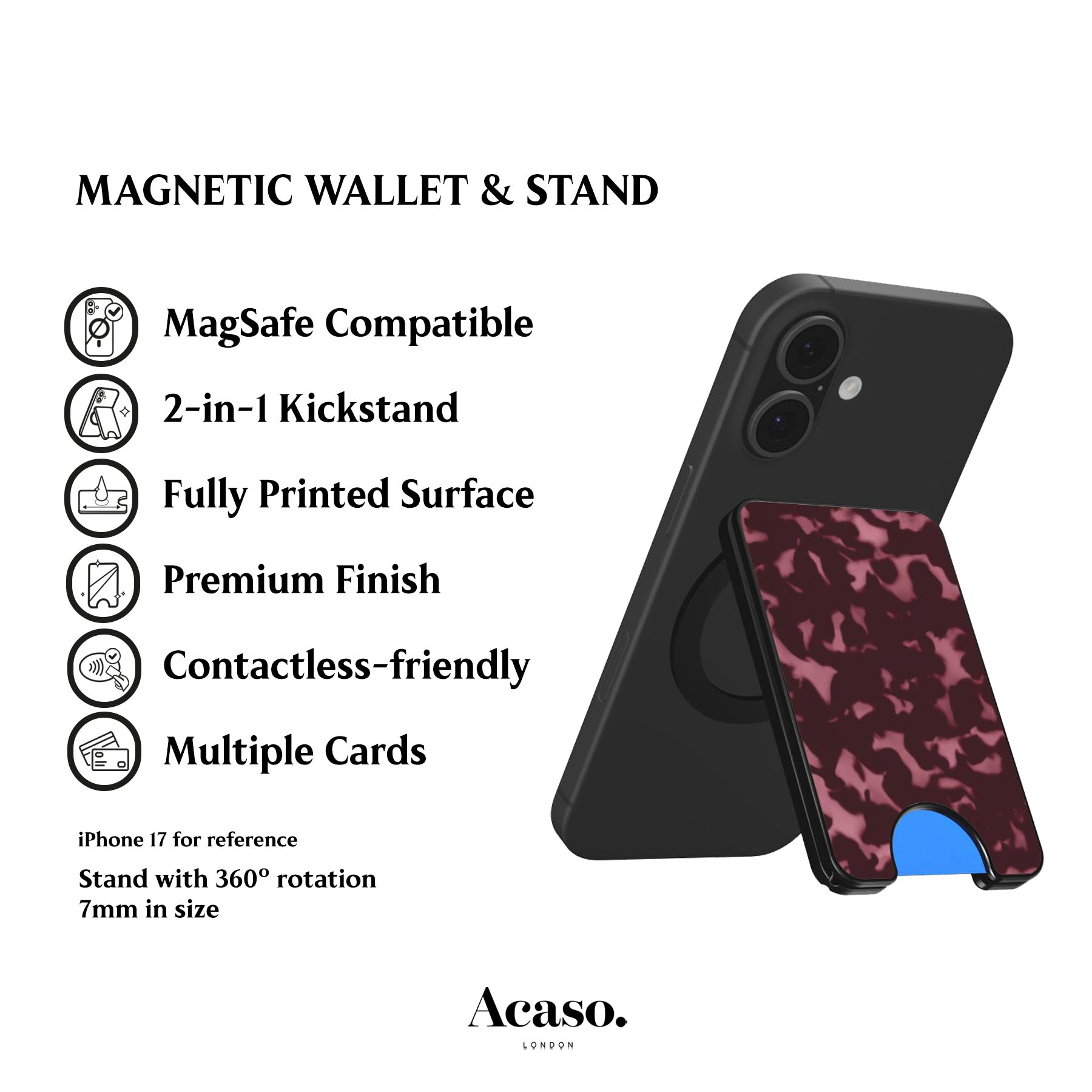 Wavy Tortoise Shell Pink Magnetic Phone Wallet