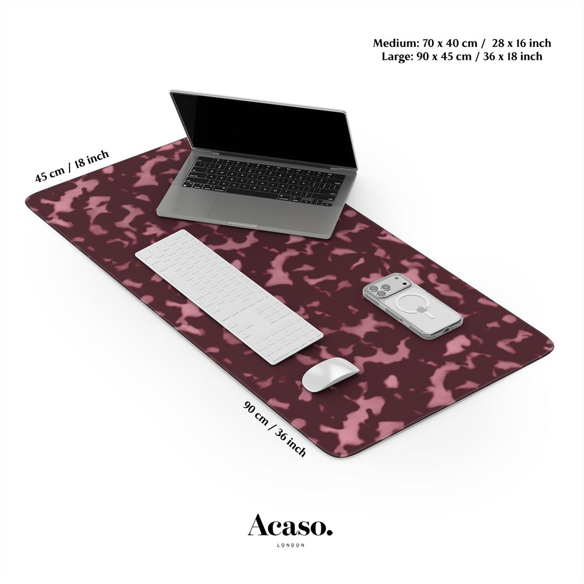 Wavy Pink Maroon Tortoise Desk Mat
