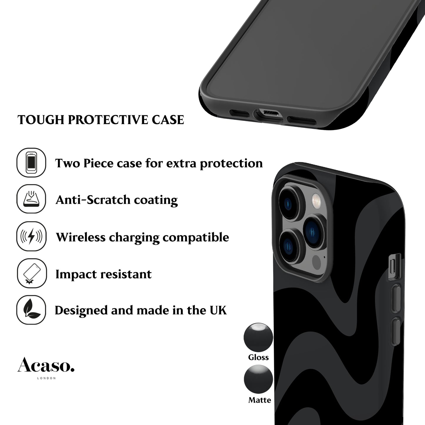 Wavy Grey Zebra Phone Case