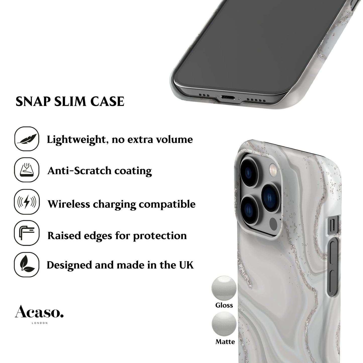 White Marble Phone Case