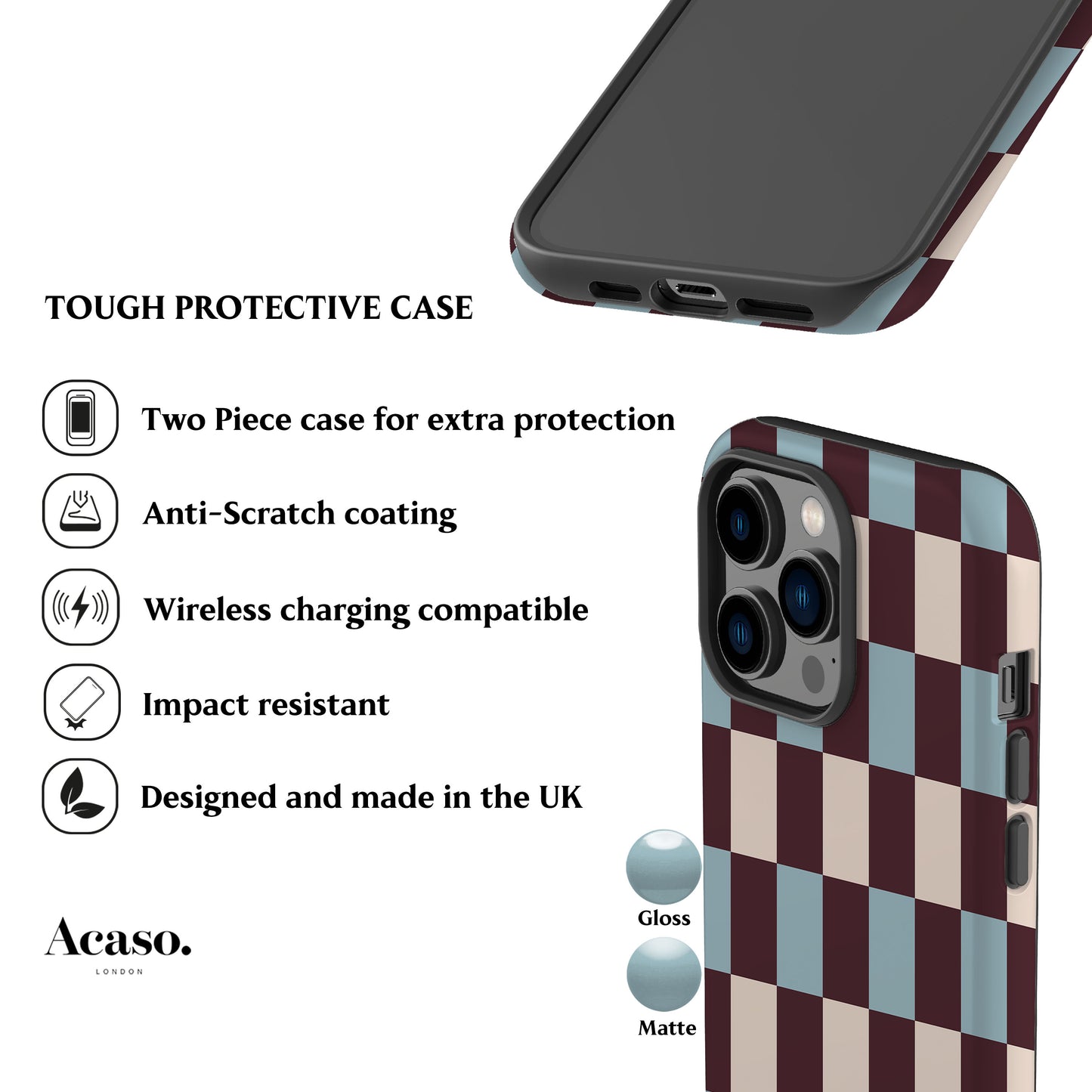 Winter Blue Checkers Phone Case