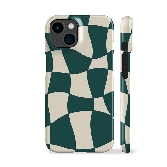 Wonky Checkers Teal Phone Case