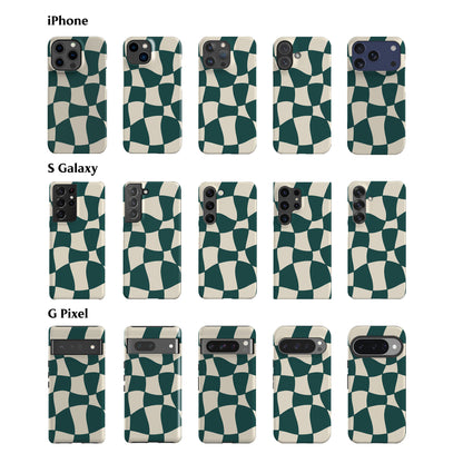 Wonky Checkers Teal Phone Case