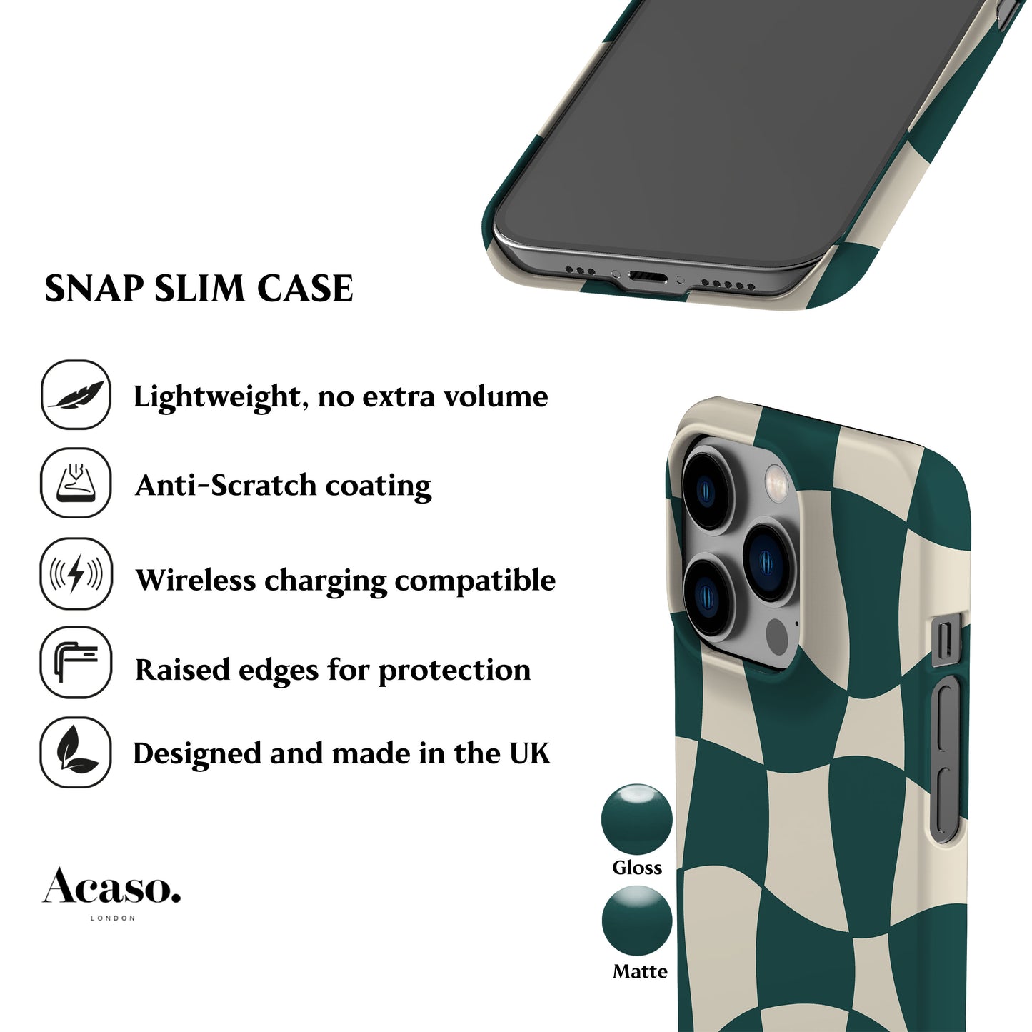 Wonky Checkers Teal Phone Case