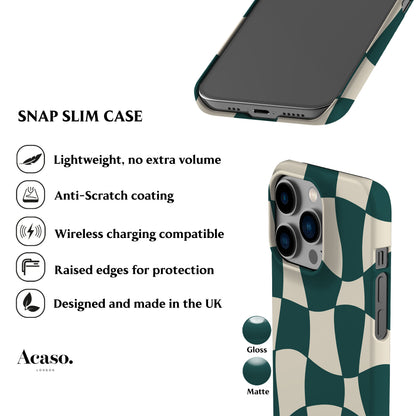 Wonky Checkers Teal Phone Case