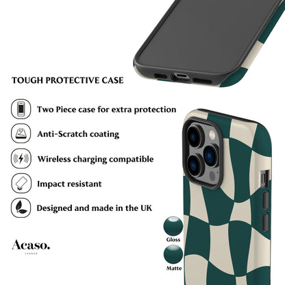 Wonky Checkers Teal Phone Case