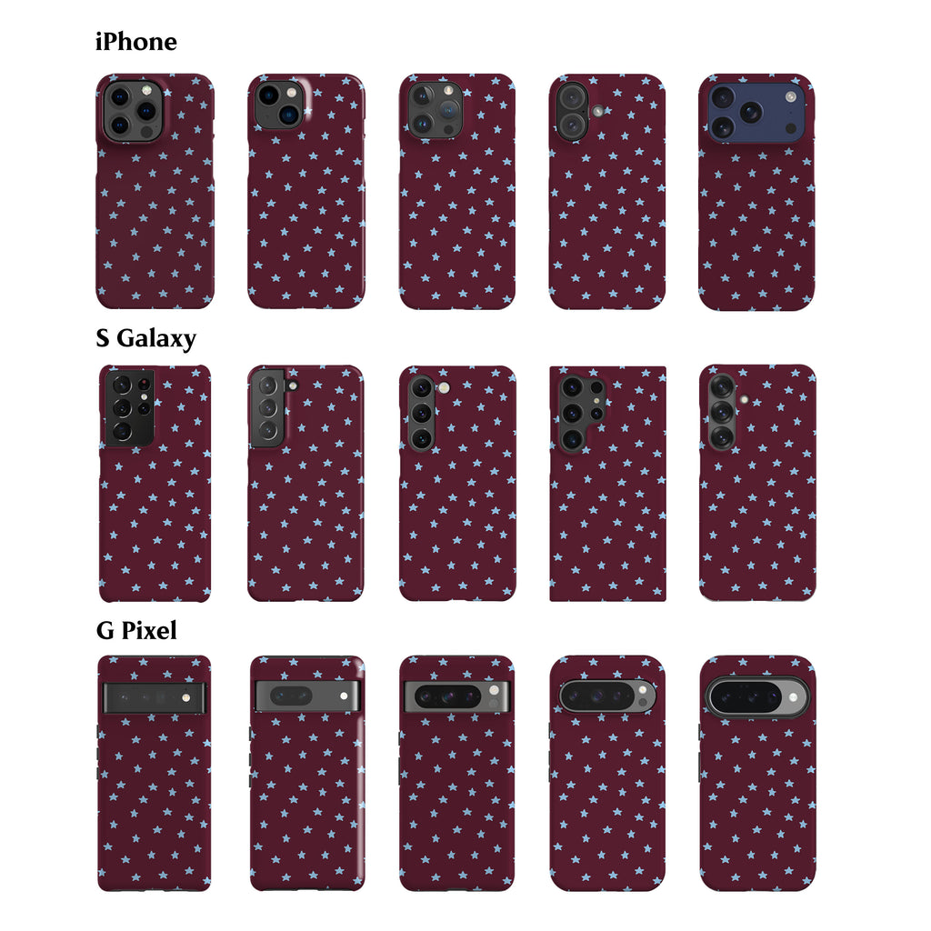 Wonky Mini Stars Burgundy Phone Case