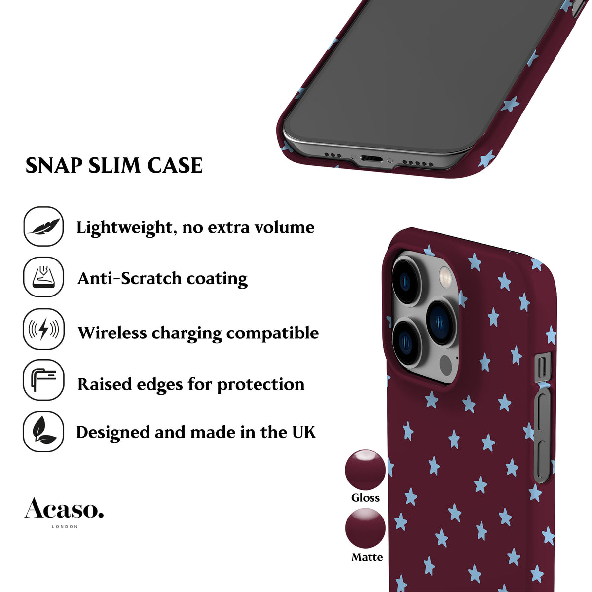 Wonky Mini Stars Burgundy Phone Case
