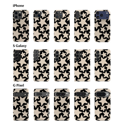 Wonky Stars Black Phone Case