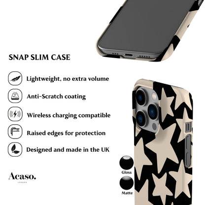 Wonky Stars Black Phone Case