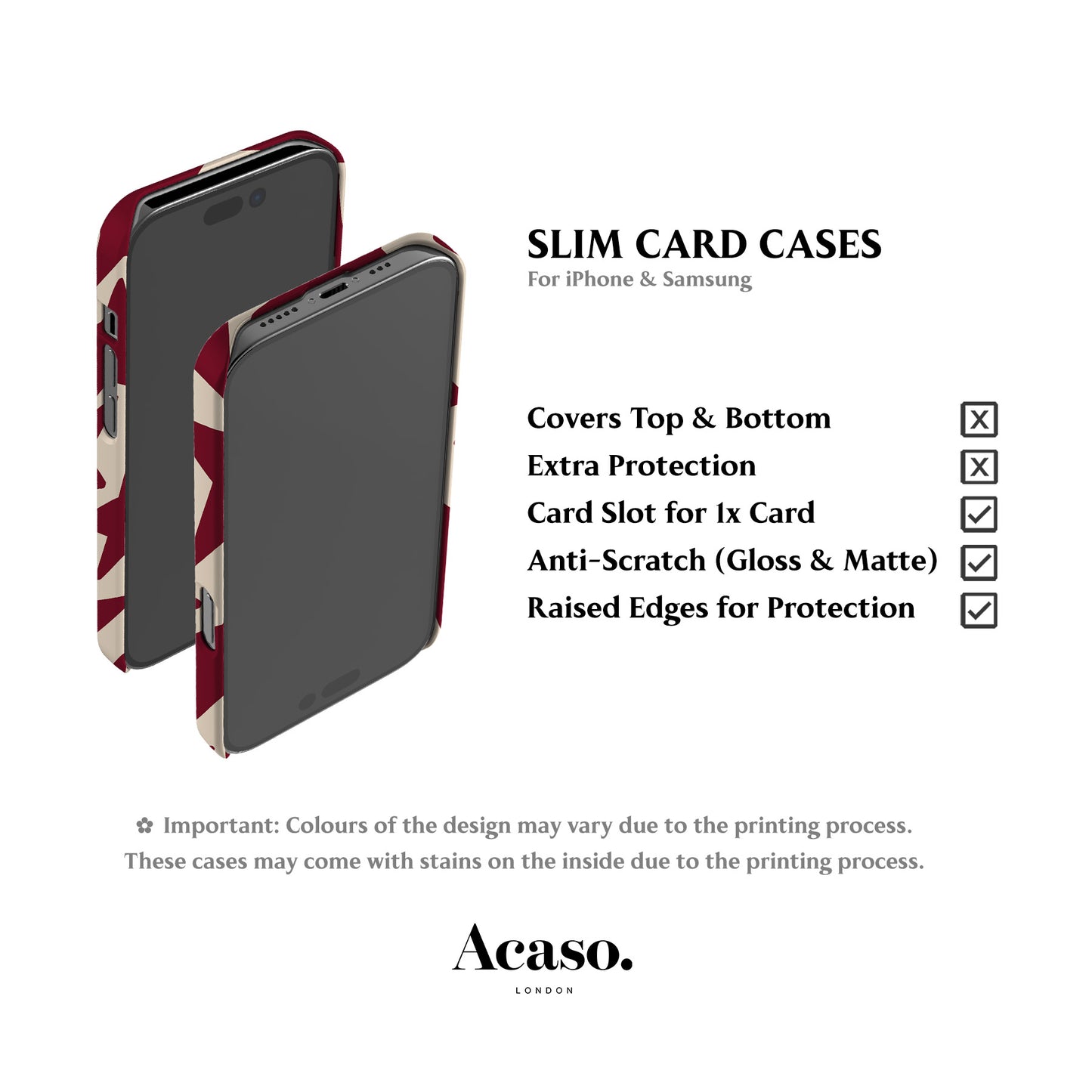 Wonky Stars Burgundy Card Case