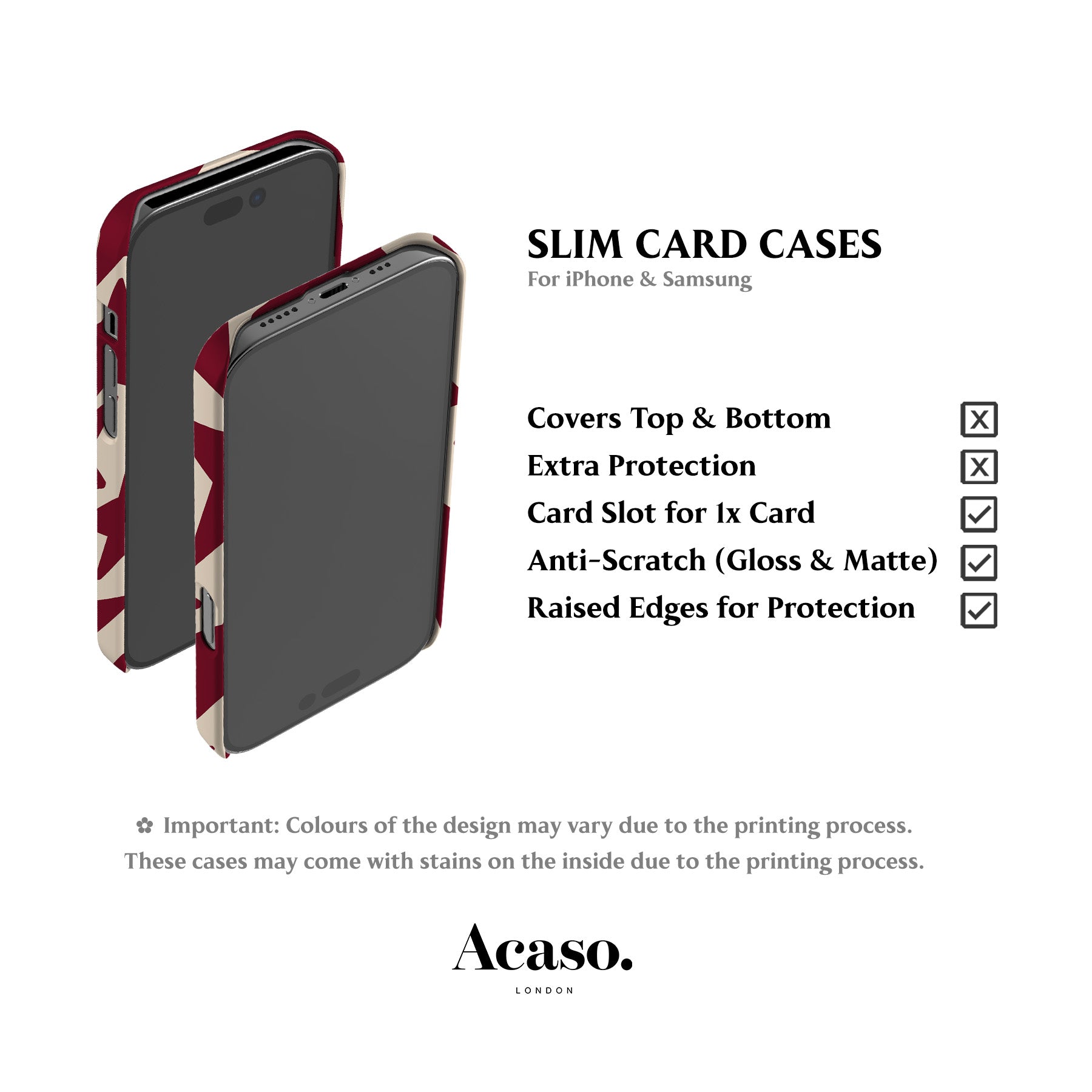 Wonky Stars Burgundy Card Case