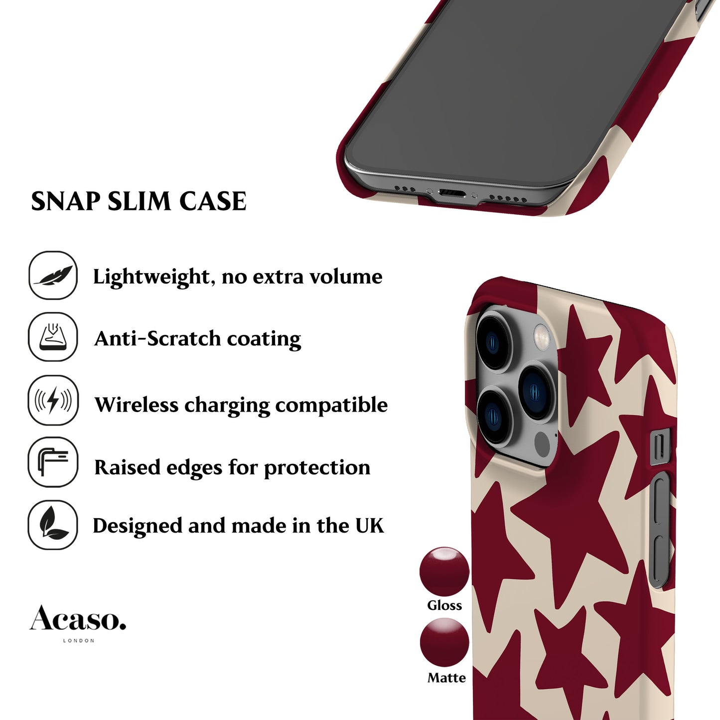 Burgundy Stars Phone Case