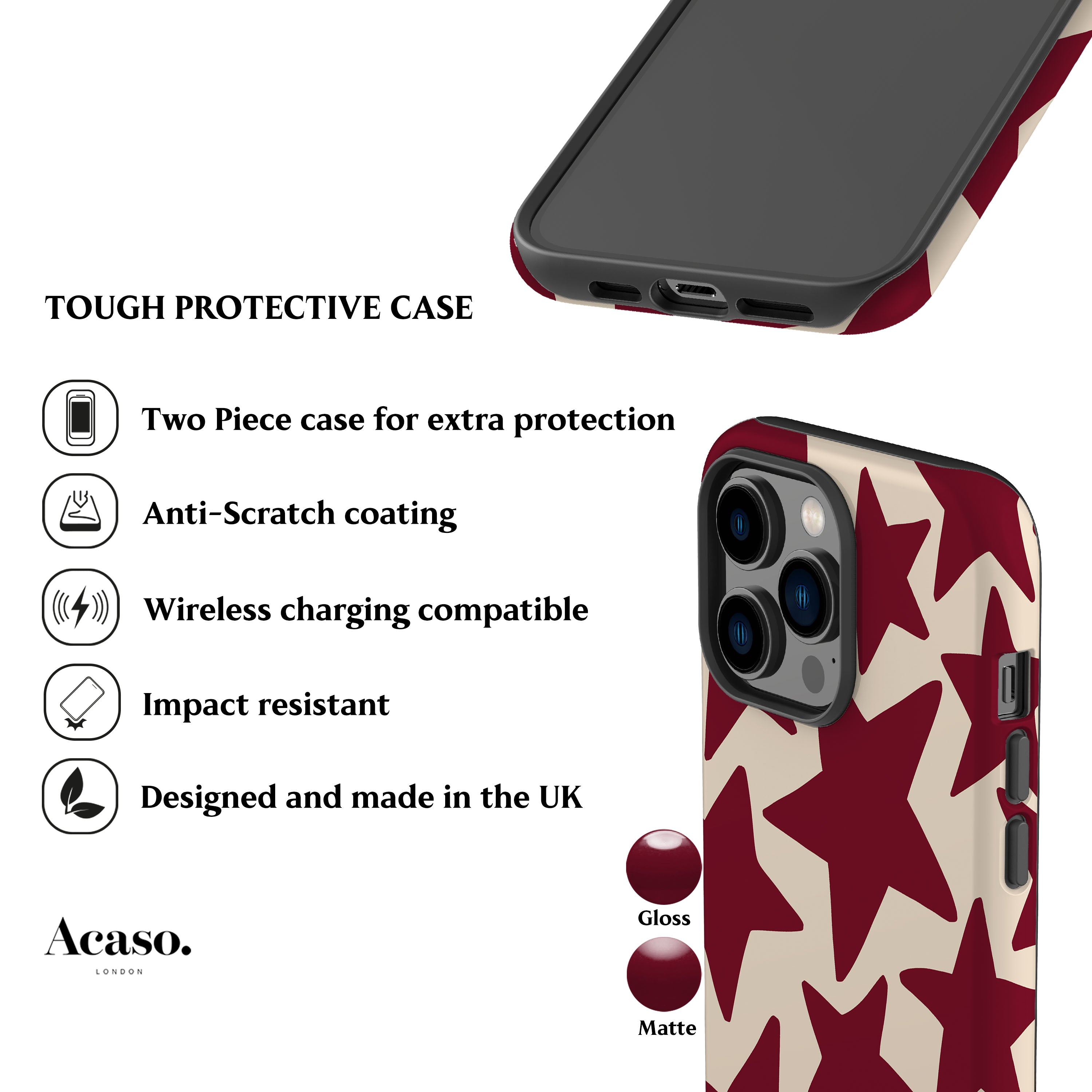 Burgundy Stars Phone Case