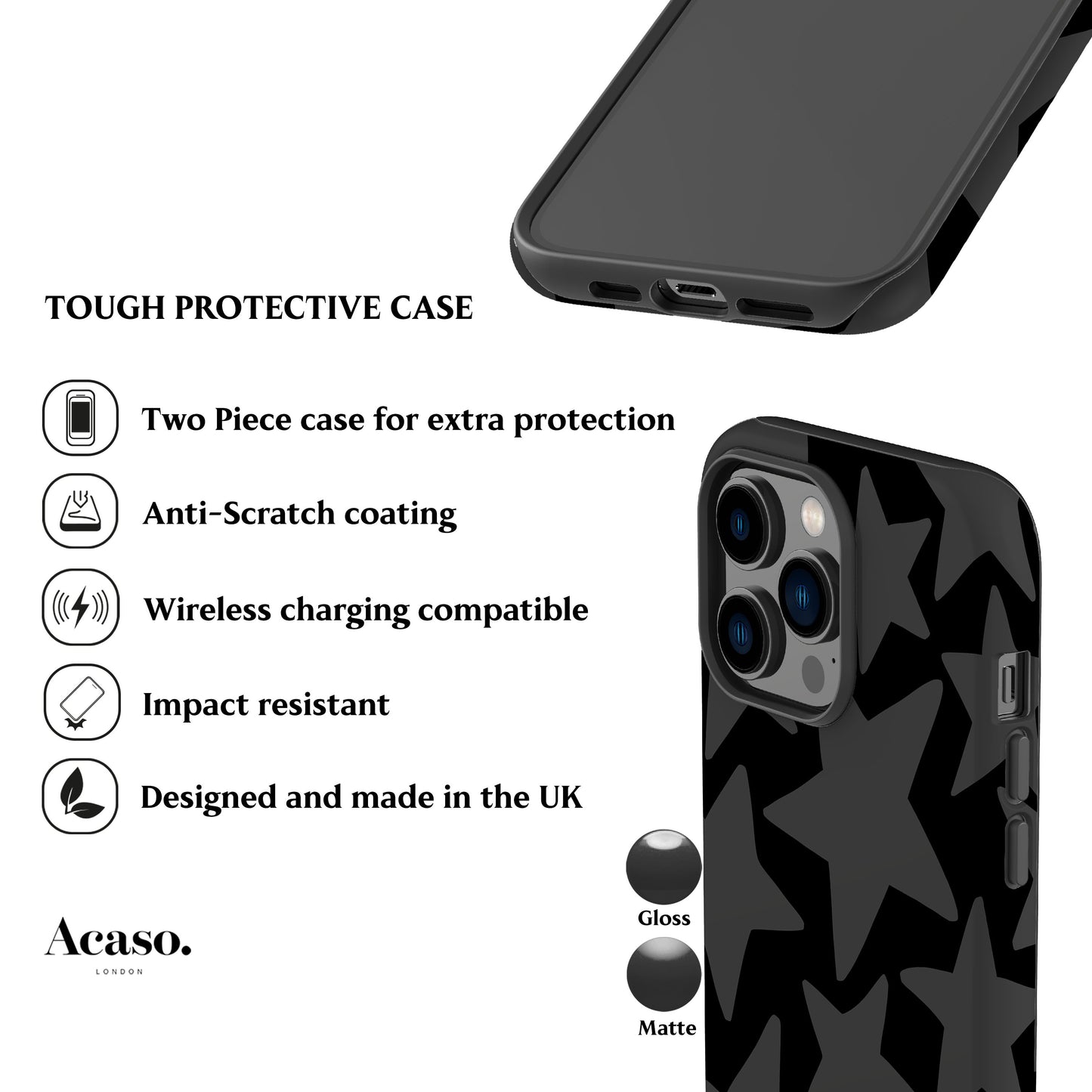 Wonky Stars Grey Phone Case