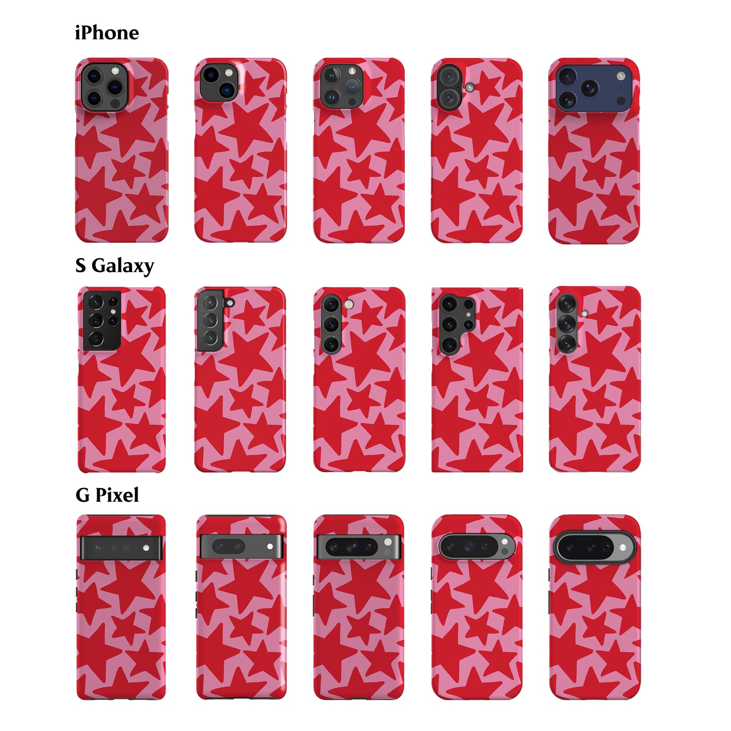Pink Red Stars Phone Case