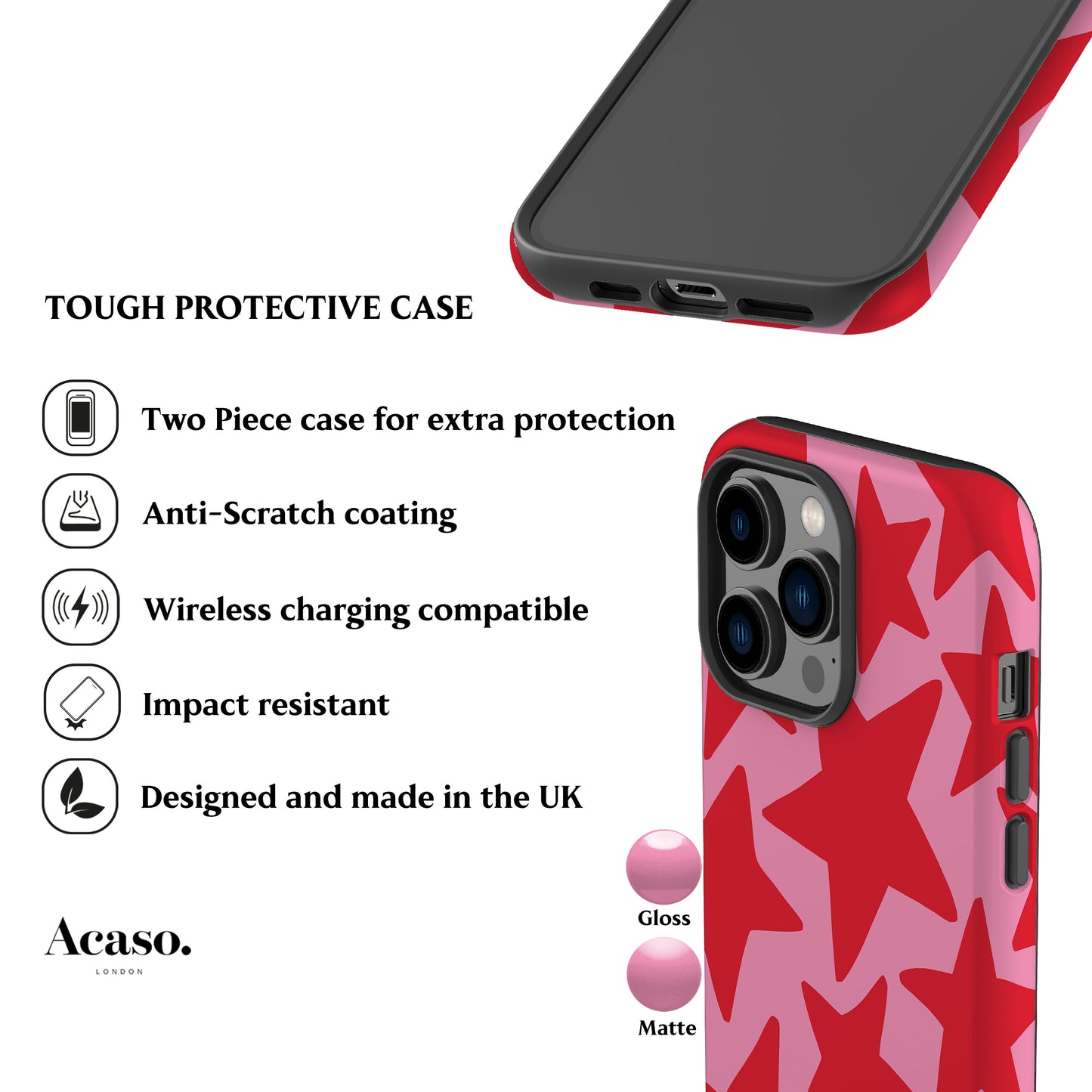 Pink Red Stars Phone Case