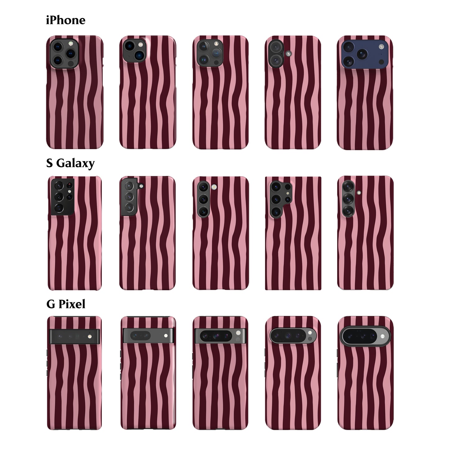 Wonky Stripes Pink Maroon Phone Case