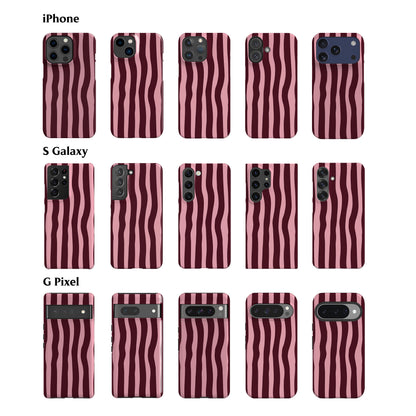 Wonky Stripes Pink Maroon Phone Case