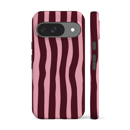 Wonky Stripes Pink Maroon Phone Case