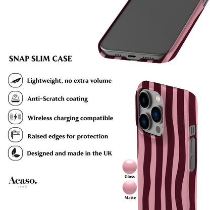 Wonky Stripes Pink Maroon Phone Case