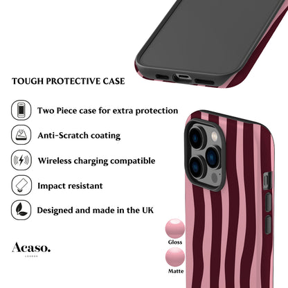 Wonky Stripes Pink Maroon Phone Case
