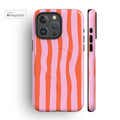 Wonky Pink Orange Stripes MagSafe iPhone Case