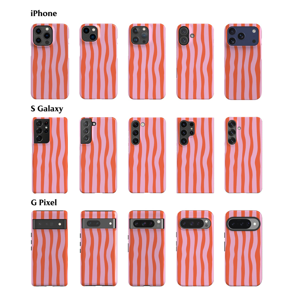 Wonky Stripes Pink Orange Phone Case