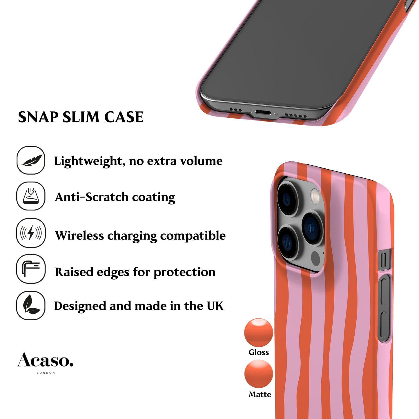 Wonky Stripes Pink Orange Phone Case