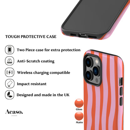 Wonky Stripes Pink Orange Phone Case
