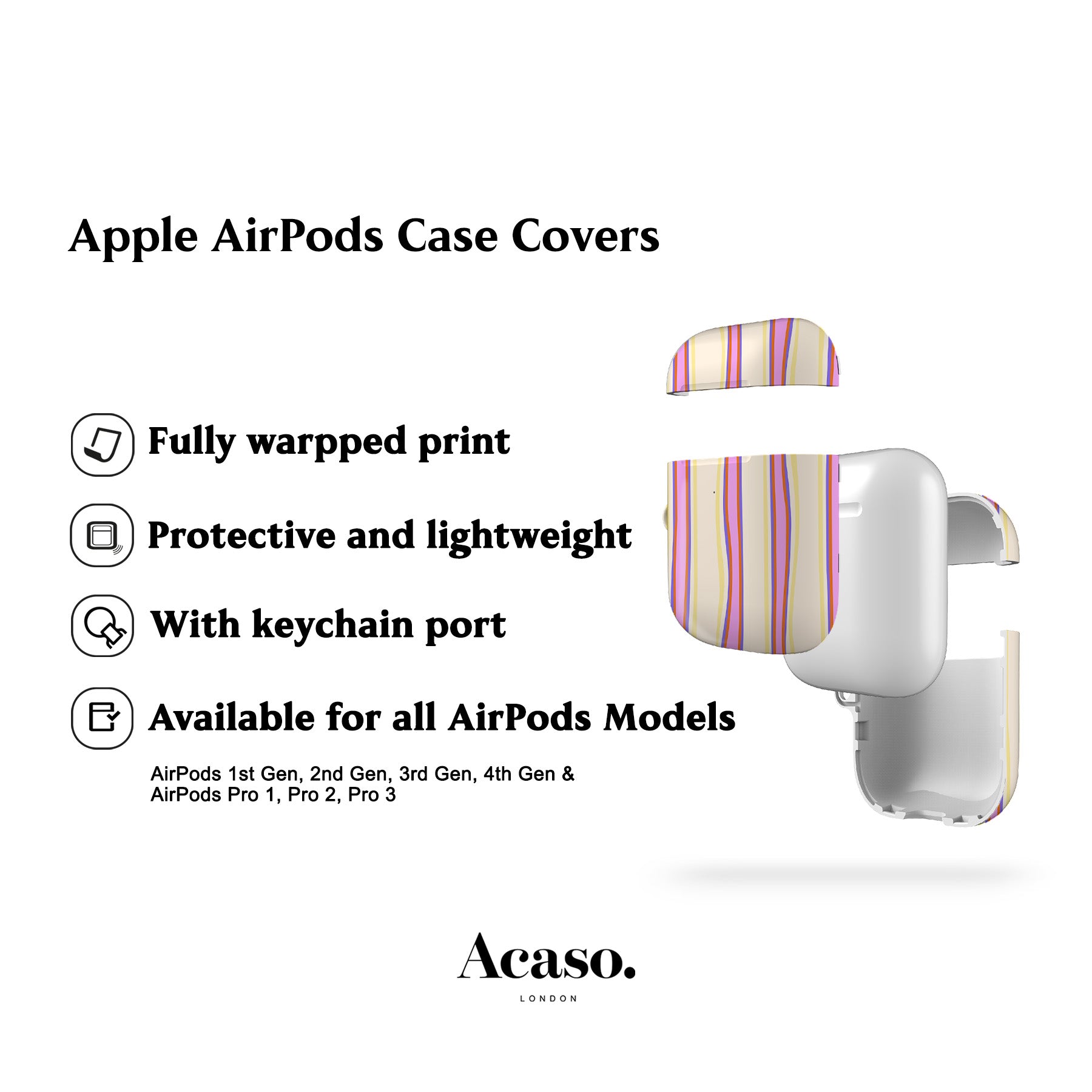 Wonky Summer Stripes AirPods Case Cover