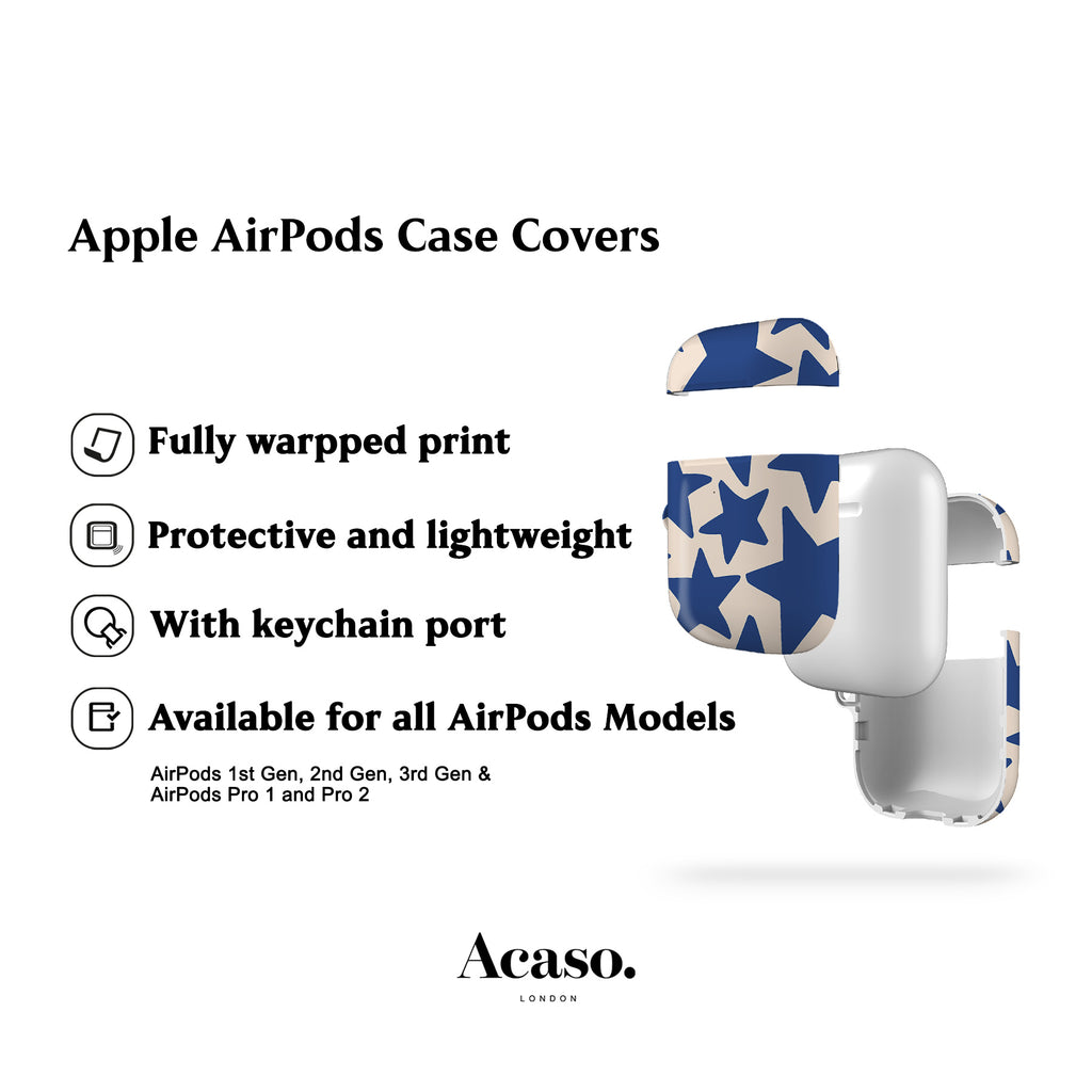 Blue Wonky Stars AirPods Case Cover