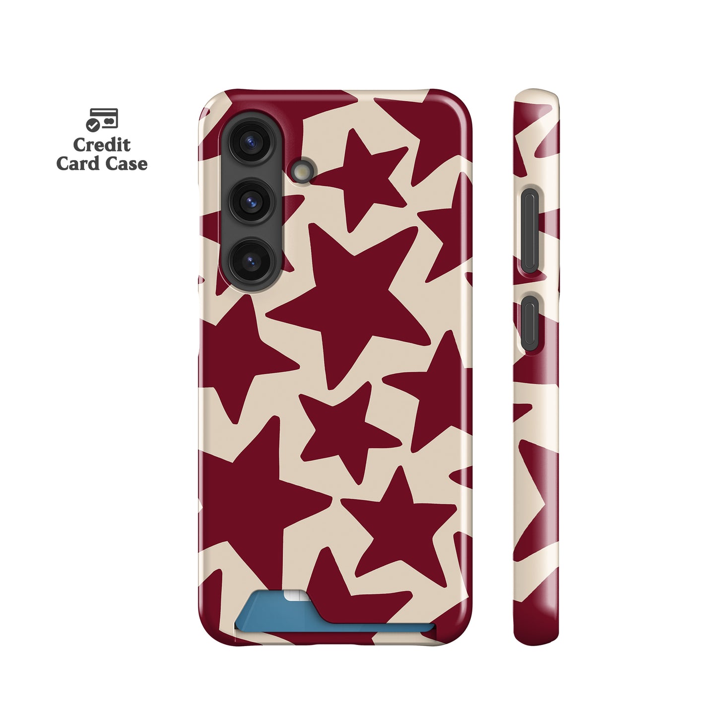 Wonky Stars Burgundy Card Case