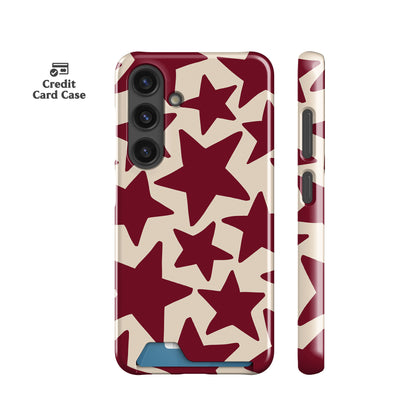 Wonky Stars Burgundy Card Case