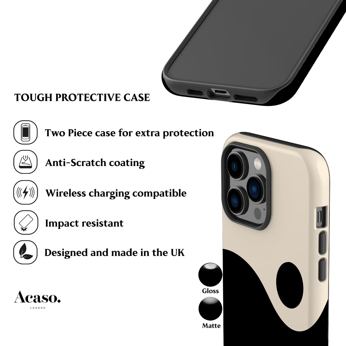 Yin Yang Black Phone Case