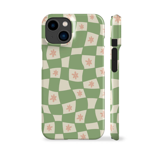 Flowers Checker Sage Phone Case