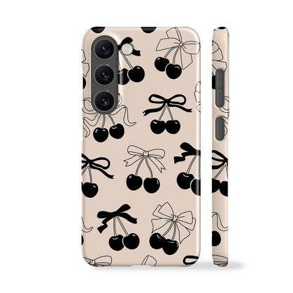 Cream Cherry Bow Phone Case