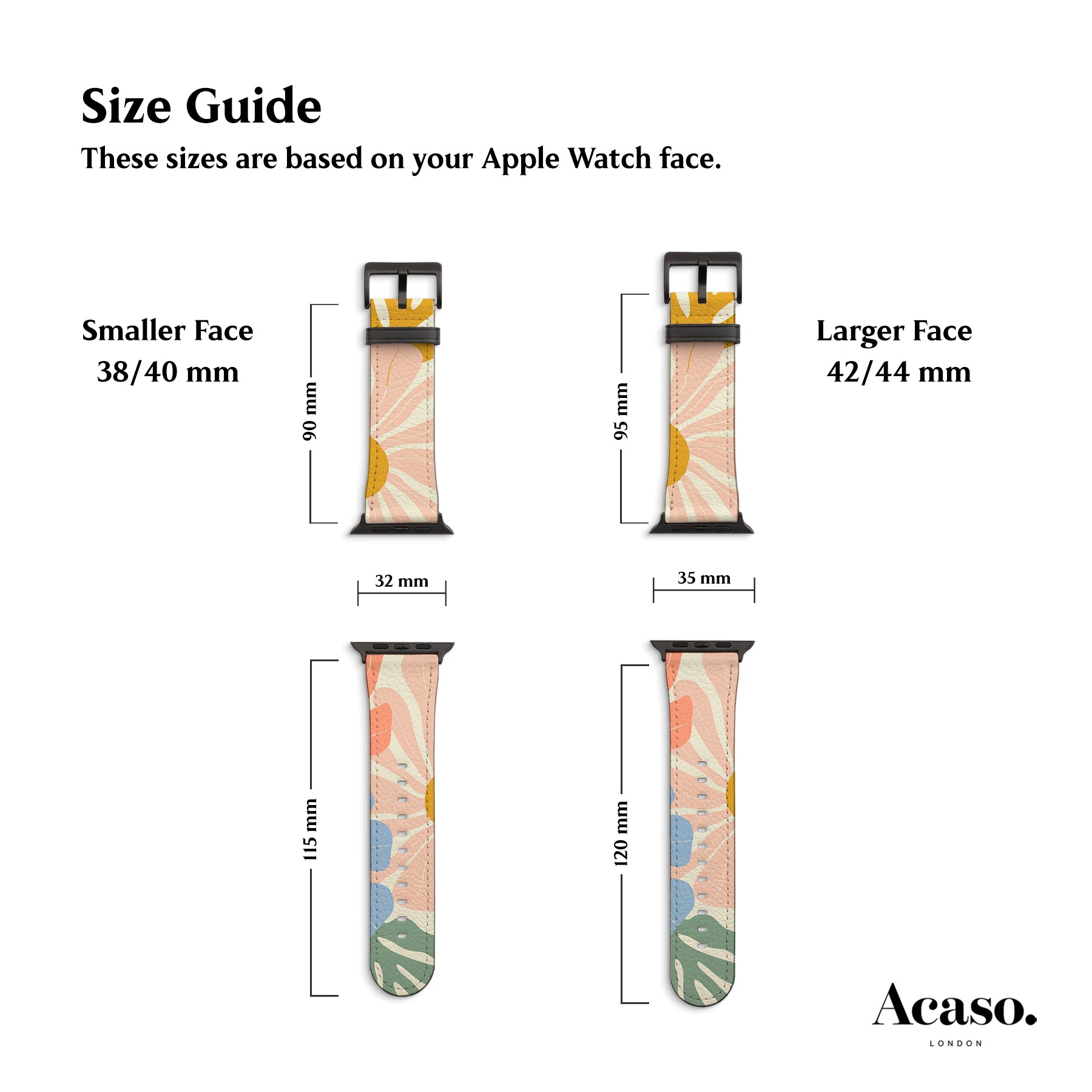 the size guide for a watch face