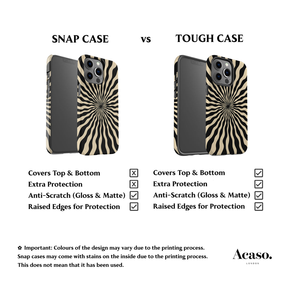 two different phone cases, one with a zebra print design and the other with a more solid color. The image does not provide any additional information about the design or the purpose of the image.