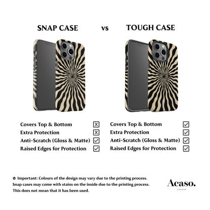 two different phone cases, one with a zebra print design and the other with a more solid color. The image does not provide any additional information about the design or the purpose of the image.