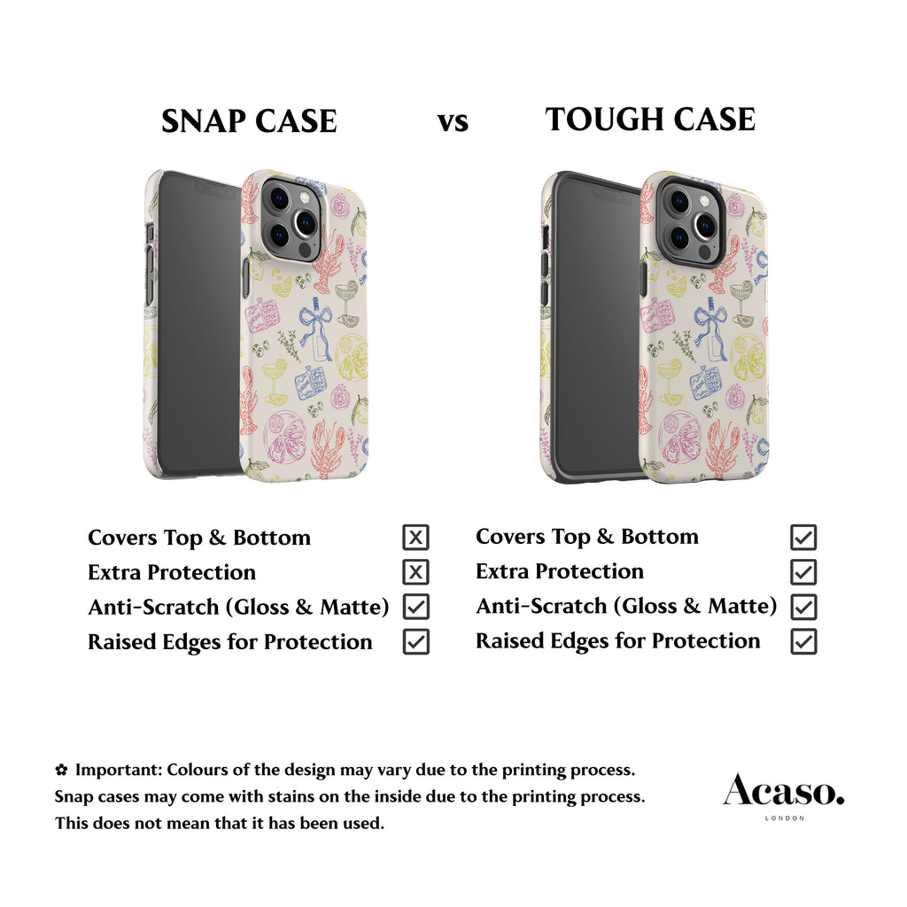two different types of phone cases, with a side-by-side comparison of their features and appearance.