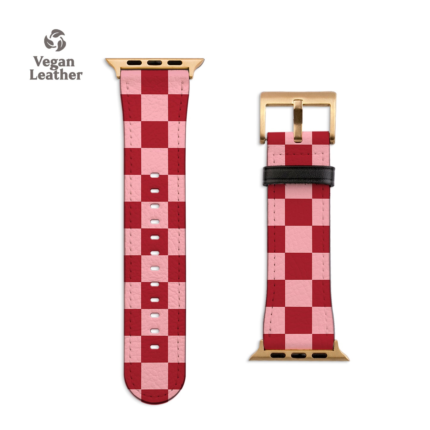 a red and white checkered watch strap