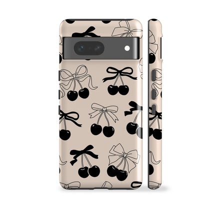 Cream Cherry Bow Phone Case