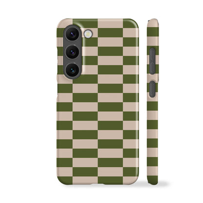 Long Checkered Olive Phone Case