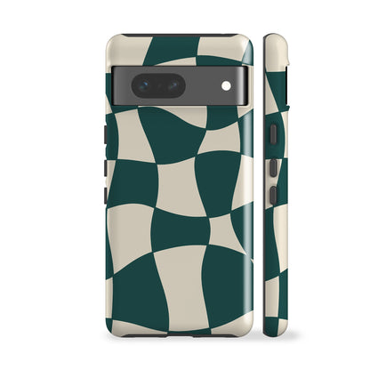 Wonky Checkers Teal Phone Case