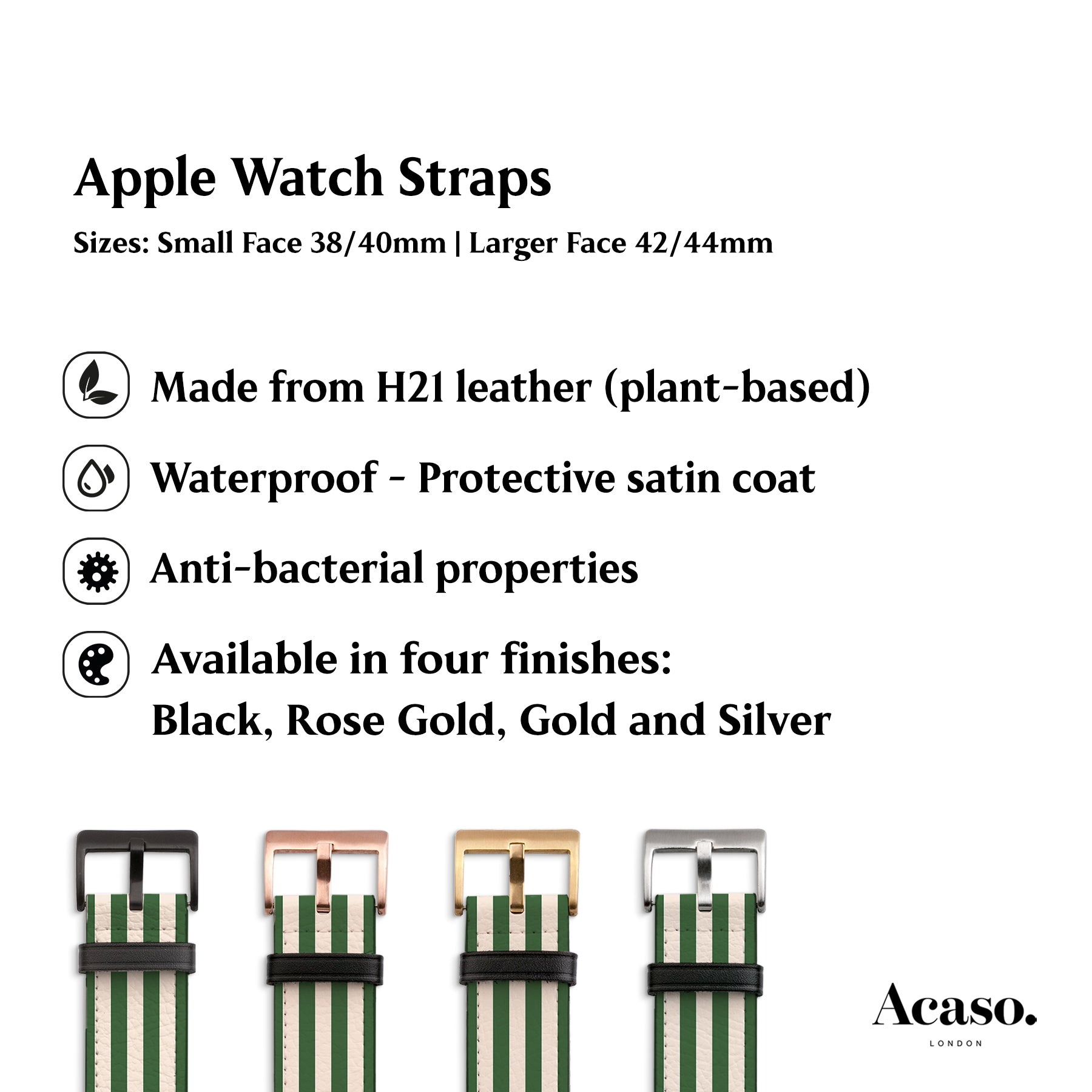 Green Striped Apple iWatch Straps Acaso London