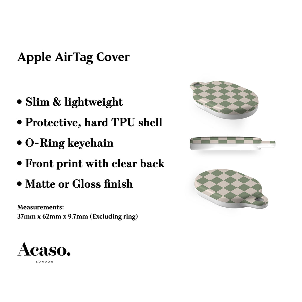 Pale Green Checkers AirTag Holder