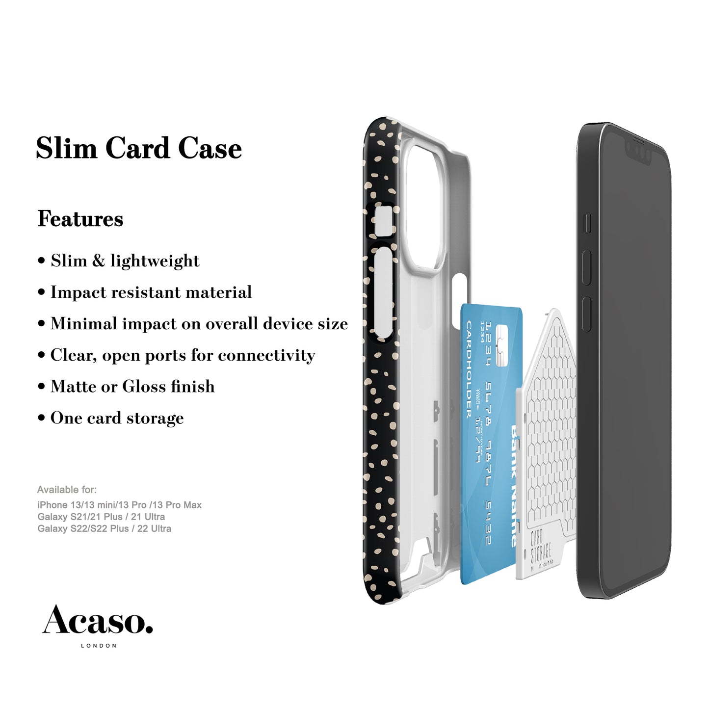 ALINA POLKADOTS Black Slim Card Case