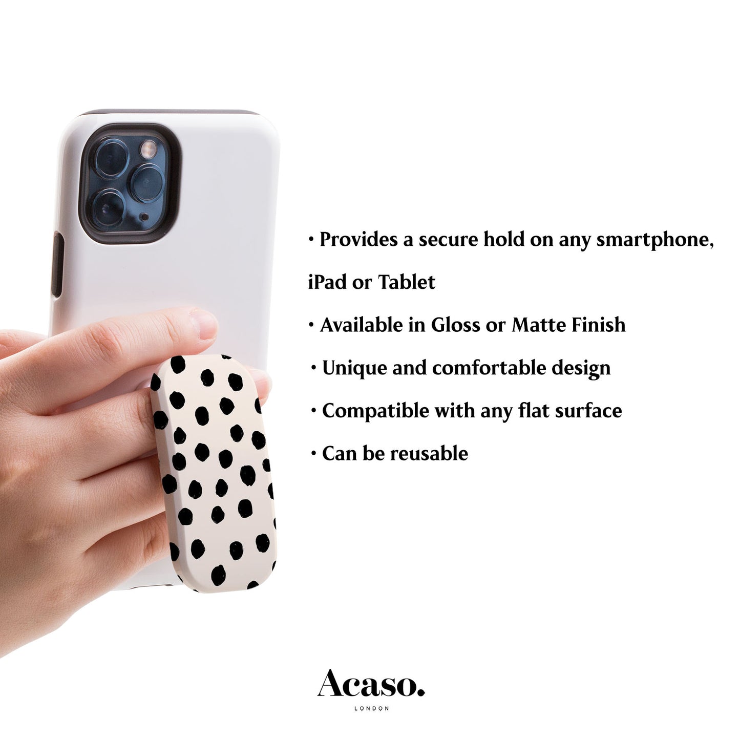PAINTED DOTS White Phone Grip